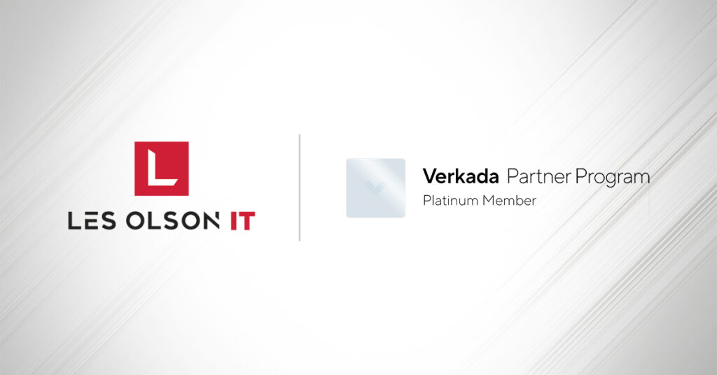 les olson it logo and verkada platinum plus logo on a white background