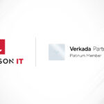 les olson it logo and verkada platinum plus logo on a white background